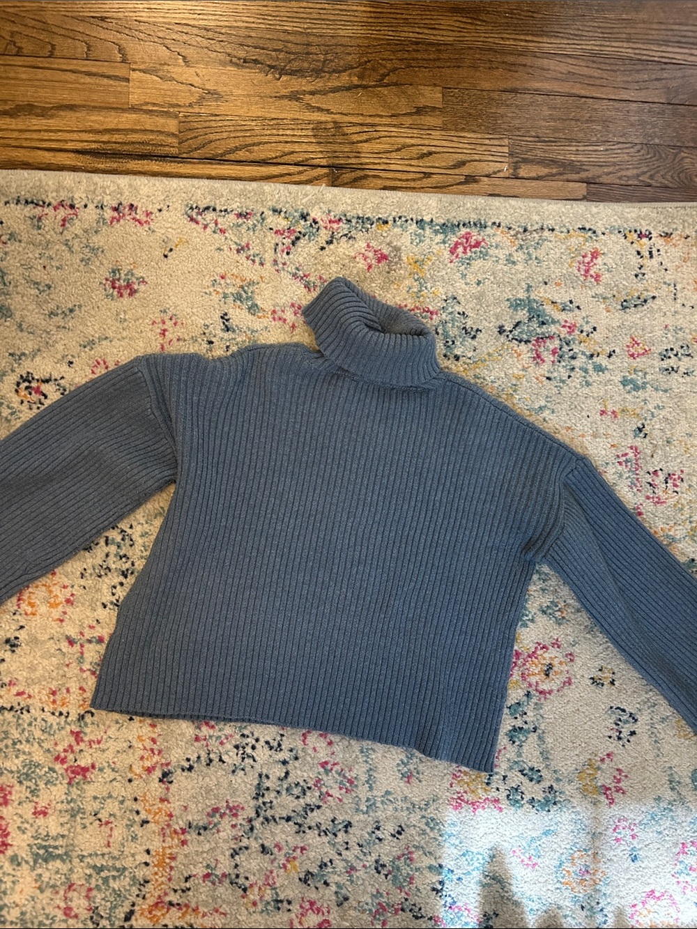 Lulu's Slate Blue Ribbed Turtleneck Sweater
